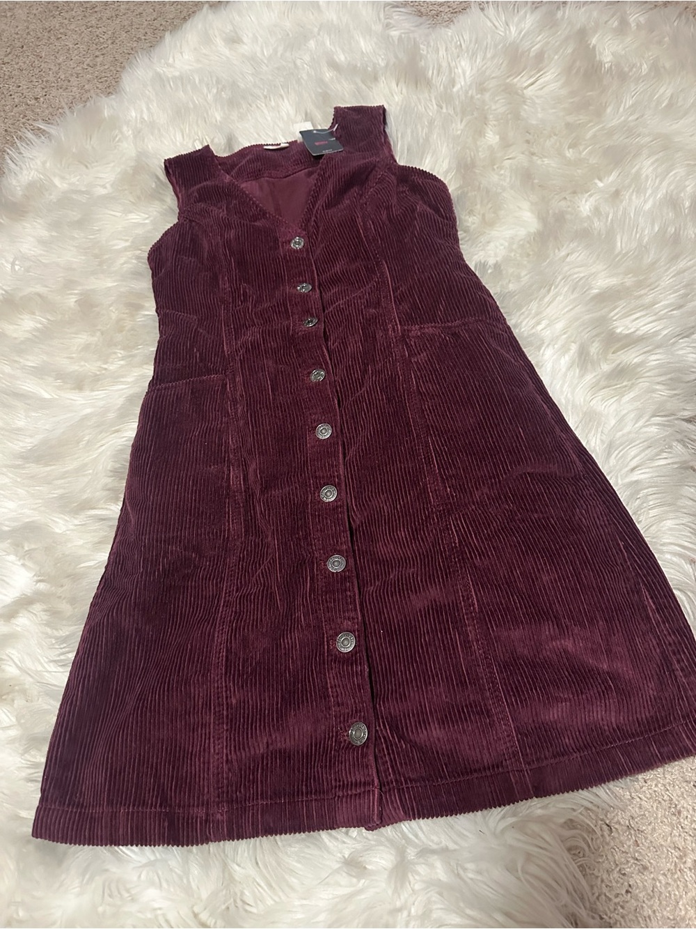NWT Levi's Burgundy Corduroy Button-Front Mini Dress